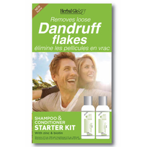 box of herbal glo advanced dandruff shampoo and conditioner starter kit