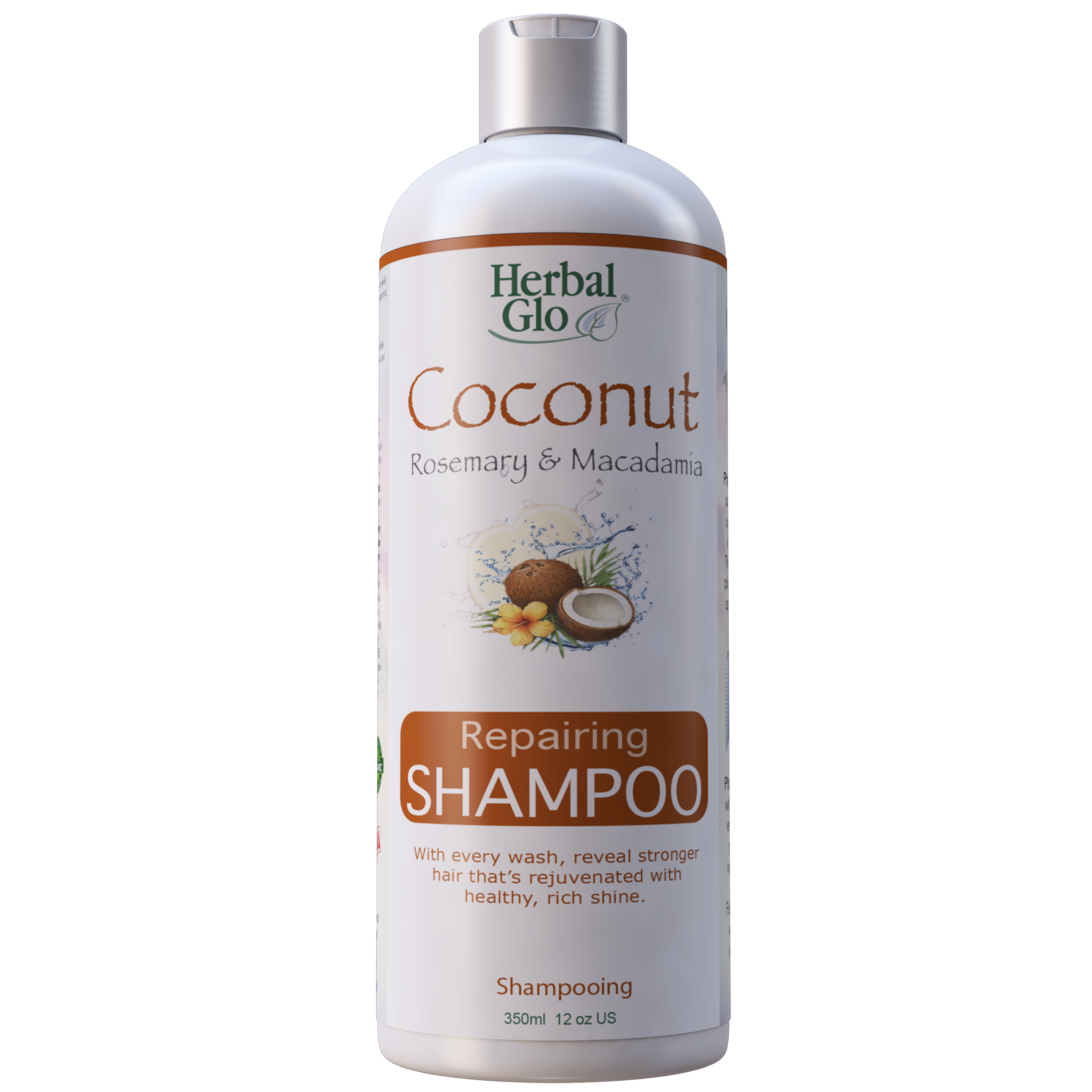 bottle of coconut rosemary macadamia repairing shampoo