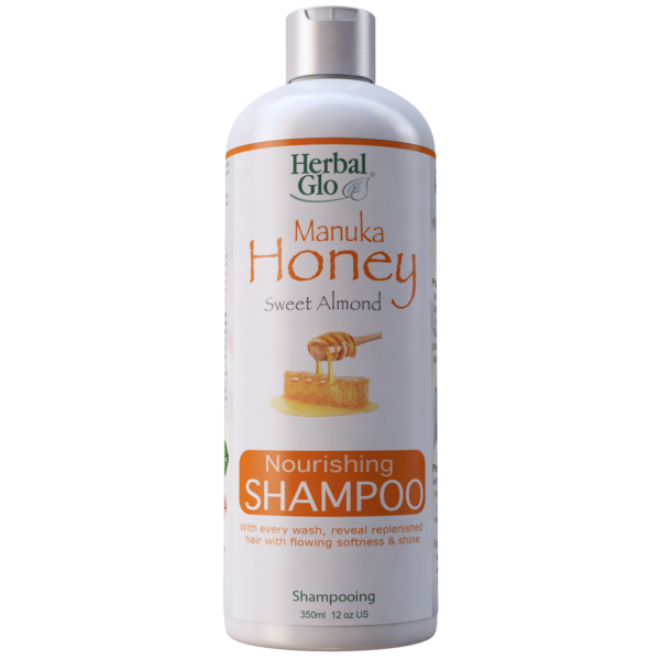bottle of manuka honey and sweet almond nourishing shampoo