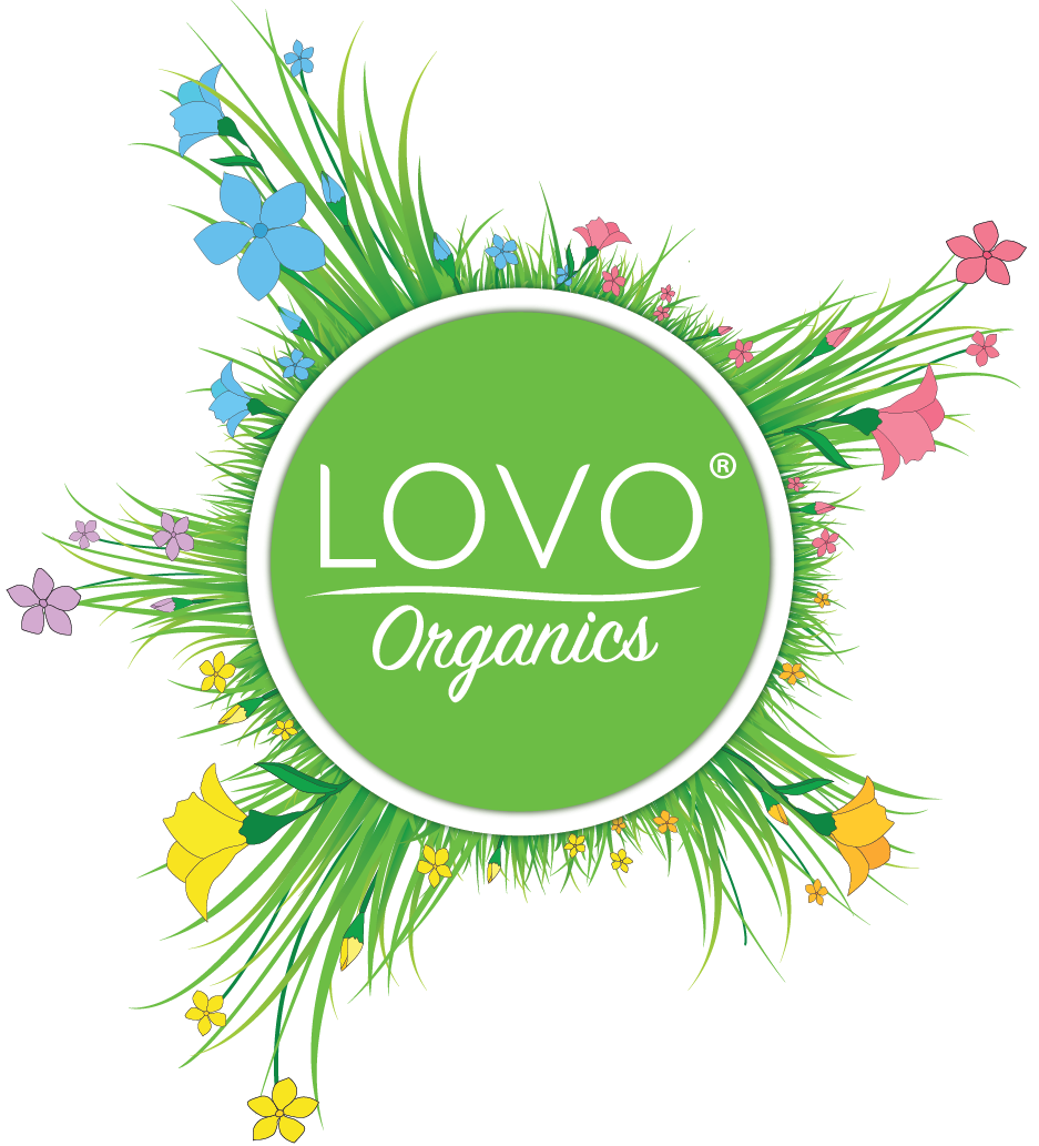 bottles of the lovo organics skin care line